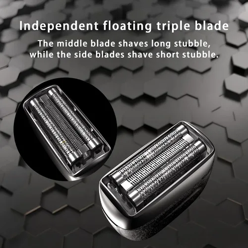 Miniatura 2 de Afeitadoras eléctricas de aluminio para hombres, maquinilla de afeitar eléctrica portátil con cuchillas flotantes 3D, bloqueo de viaje y carga Negro