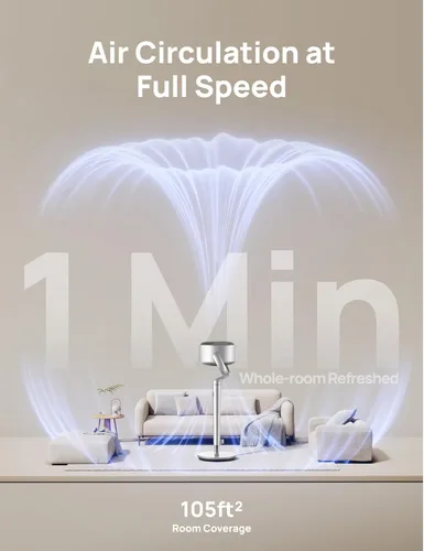Miniatura 3 de Dreo Ventiladores inteligentes para dormitorio, ventilador oscilante omnidireccional de 120° + 120°, ventilador de pedestal silencioso de 90 pies