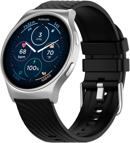 Motorola Moto Watch 120 - Reloj inteligente Bluetooth de alta calidad con pantalla AMOLED, batería de 10 días, seguimiento de frecuencia cardíaca y