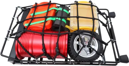Miniatura 5 de Red de equipaje elástica 1/10 RC 7.5x4.7 in con ganchos para 1:10th RC Crawler Rock Climbing Truck Car D90 TRX4 Roof Rack (negro)