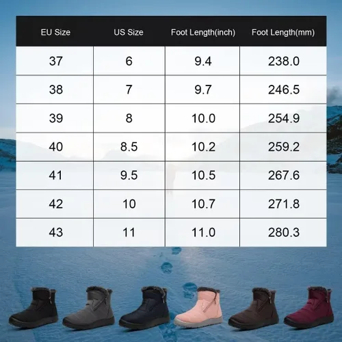 Miniatura 2 de Cheval Botas de invierno con cremallera para mujer, botines cálidos con forro de piel, antideslizantes, impermeables, cómodas, botas de invierno