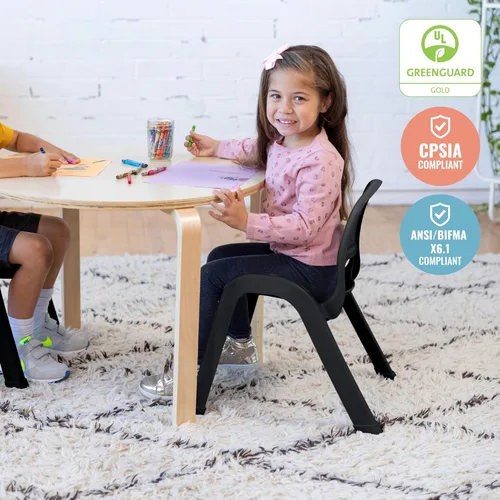 Miniatura 7 de ECR4Kids Silla apilable SitRight de plástico, 11 pulgadas, muebles de aula, negro, paquete de 4