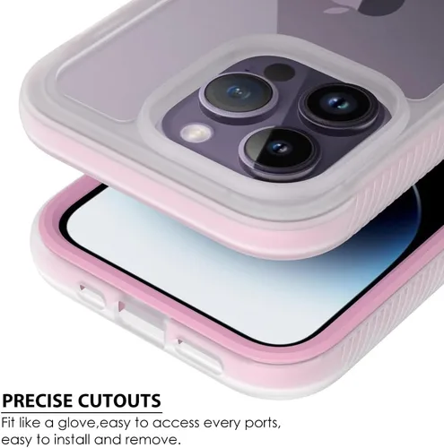 Miniatura 5 de Puxicu Funda acrílica 2 en 1 para iPhone 14 Pro Max, antiamarilleo, protección de grado militar, funda delgada a prueba de caídas para iPhone 14 Pro