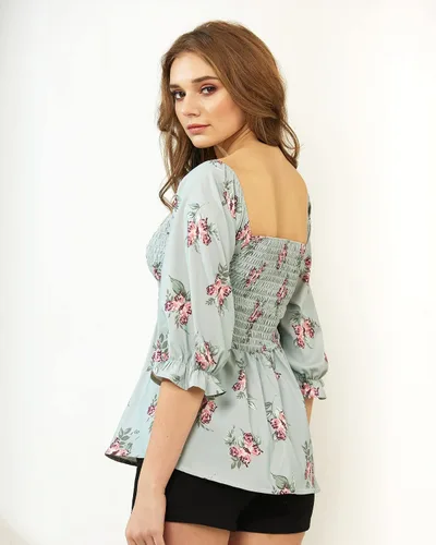 Miniatura 4 de noflik Women's Ruffle Flowy Peplum Babydoll Blouse Top