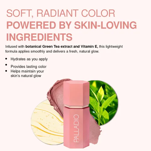Miniatura 6 de Palladio Rubor líquido para mejillas y labios maquillaje 2 en 1, fórmula de crema sin peso, a prueba de manchas de larga duración, aspecto natural