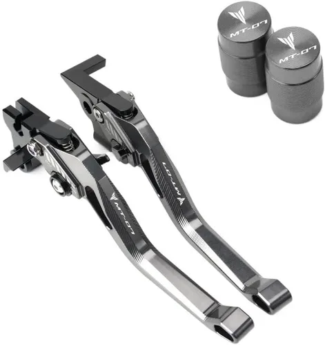 Miniatura 9 de F para Yamaha MT07 FZ07 Mt-07 2019 2020 2021 Palancas de embrague de freno corto y tapas de aire Y para válvula de neumático de automóvil