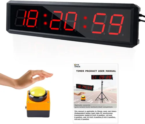 Miniatura 10 de Temporizador de fitness con botón de cronómetro, adecuado para escuela/examen/ejercicio en casa/gimnasio/fitness SMAHEAT Temporizador electrónico