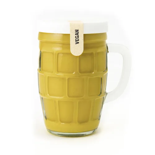 Ika's Garden Mostaza estilo Düsseldorf – Mostaza alemana suave y picante en taza de cerveza reutilizable, 8.99 oz – Tarro sin BPA, producto de