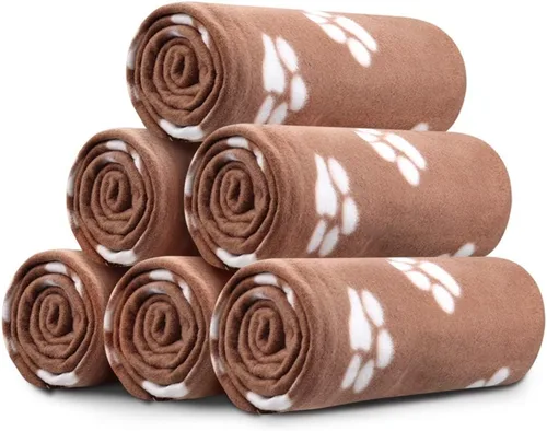 Miniatura 10 de Comsmart Mantas para perros pequeños, paquete de 6 mantas para cachorros, lindas mantas para mascotas con estampado de patas para perro, cachorro