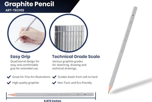 Miniatura 5 de Pacific Arc Lápices de dibujo de grafito prémium para artistas, paquete suave, lápices profesionales para dibujar, dibujar, bosquejar y sombrear