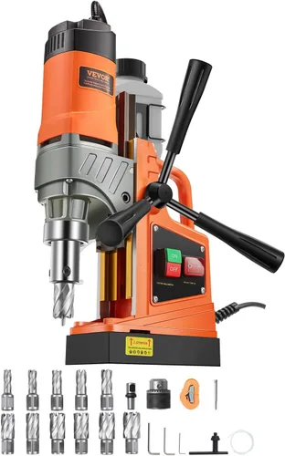 VEVOR Taladradora Magnética de Prensa, 1300W Diámetro de Taladro de 3.99 cm, Taladradora Magnética Portátil de 2922 lbf de Potencia, 810 RPM, 11