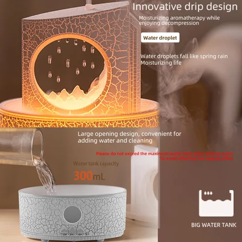 Miniatura 6 de Humidificador de aromaterapia para relajación del sueño, humidificadores de gotas de lluvia, difusor de aromaterapia con 3 luces LED que cambian