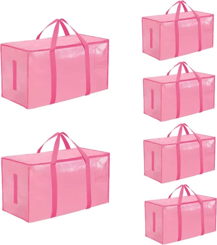 Miniatura 54 de Paquete de 4 bolsas de mudanza extra grandes y resistentes, bolsas de almacenamiento impermeables con asas y cremalleras, plegables para dormitorio