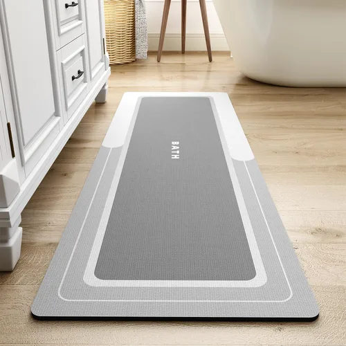 Miniatura 19 de MontVoo -Alfombra de baño, antideslizante, súper absorbente, resistente a las manchas, de secado rápido, delgada, para baño, suelo, bañera, tocador