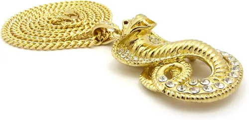 Miniatura 4 de Nuevo helado fuera Cobra Serpiente Colgante y 36" cadena Cubana Hip Hop collarCP12