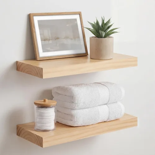 Miniatura 24 de Homeforia Estante flotante blanco de 48 pulgadas, estantes flotantes de madera maciza de alta gama de 48 pulgadas de largo para montaje en pared