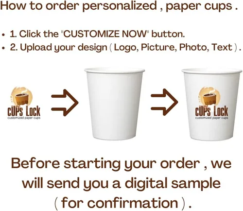 Miniatura 2 de Tazas de café personalizadas de papel desechable (12 onzas, paquete de 100)
