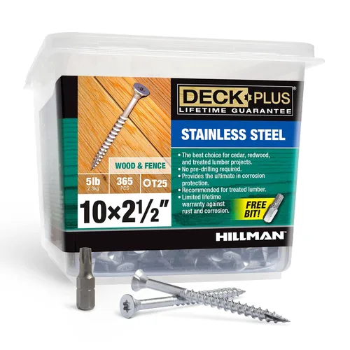 Miniatura 44 de Deck Plus Tornillos para Madera Exterior y Cercas con Revestimiento Epoxi de 2-1/2 Pulgadas #10 x 2-1/2" Torx/Star Drive Incluido Rosca Gruesa, Verde