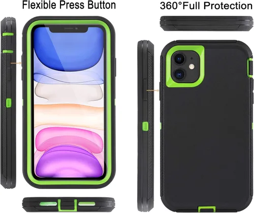 Miniatura 4 de Funda para iPhone 11 con 2 protectores de pantalla, protección contra caídas, cuerpo completo, resistente de servicio pesado, de grado militar, a