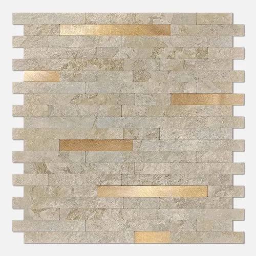 Miniatura 15 de KASARO - Azulejos de 1 hoja para pelar y pegar para salpicaduras de cocina, mármol beige con rayas doradas antiguas, azulejo autoadhesivo