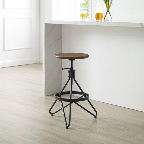 Miniatura 5 de Crosley Furniture Kalen Taburete giratorio de altura ajustable con asiento de madera, marrón/negro mate