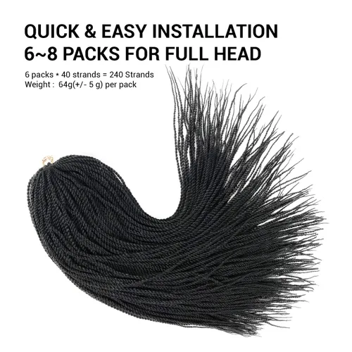 Miniatura 6 de AU-THEN-TIC Cabello senegalés con trenzas de ganchillo de 22 pulgadas, 6 paquetes de 40 mechones por paquete, extensiones de cabello de ganchillo