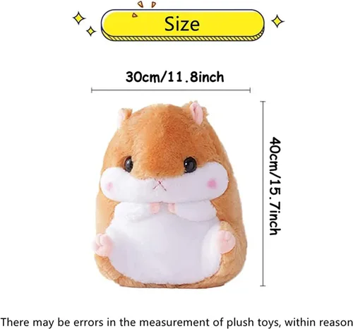 Miniatura 2 de Juguete de peluche de hámster, almohada de peluche de hámster, regalo de cumpleaños y Navidad para niños (marrón, 15.7 x 11.8 pulgadas)