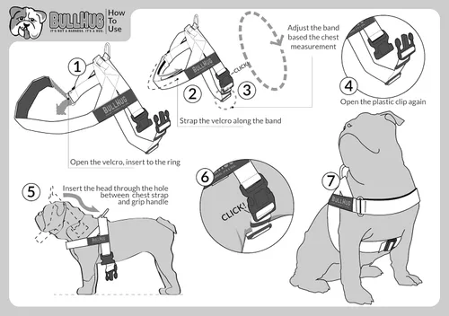 Miniatura 6 de BULLHUG Arnés ajustable para perro, sin tirones, sin estrangulamiento, para bulldogs ingleses, bulldogs franceses, pugs y razas de pecho ancho