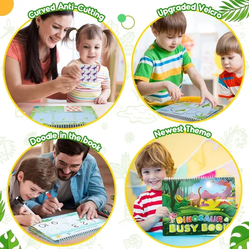 Miniatura 5 de MDINGTD Juguetes de dinosaurio para niños de 3 a 5 años, mi libro ocupado preescolar, juguetes Montessori para niños de 3, 4, 5, 6, 7 años, niños