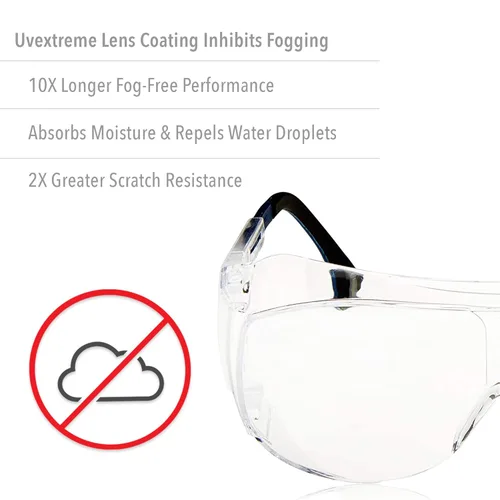 Miniatura 5 de Honeywell Uvex Ultra-Spec 2001 OTG (sobre el vidrio) Gafas de seguridad para visitantes con lente antivaho Uvextreme transparente (S0112C)