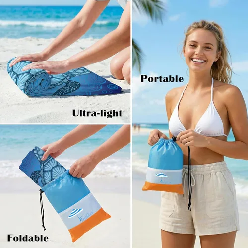 Miniatura 88 de Famstar Beach Blanket Oversized Extra Large 78"X81"/10'X9',Waterproof Sandproof Beach Blanket 2-8 Adults Lightweight Durable for Travel Camping