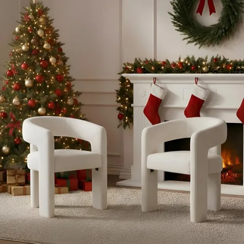 Miniatura 27 de Silla de Comedor Moderna de Chenilla Tipo Barril Tapizada en Tela, Silla de Comedor con Brazo, Cómoda Silla Auxiliar de Acento para Cocina/Sala