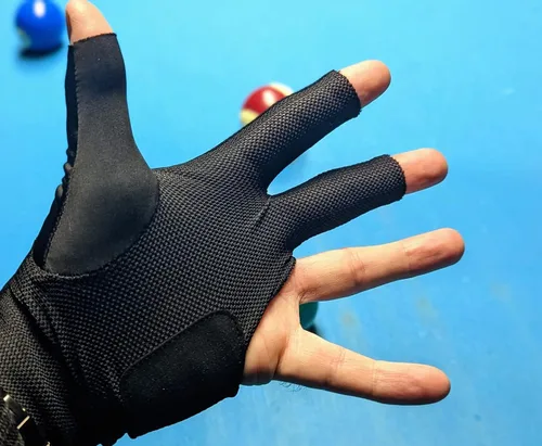 Miniatura 7 de Guantes de billar para hombres y mujeres, guantes de billar para mano izquierda/derecha, guantes de secado rápido de 3 dedos, ideales para tiradores