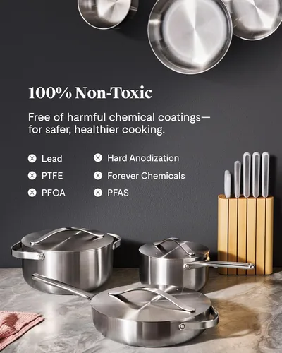 Miniatura 6 de Caraway - Sartén Mini de Acero Inoxidable - Sartén de Freír de Acero Inoxidable de 8 Pulgadas – Apto para Horno y Compatible con Todas las Estufas