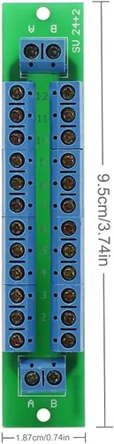 Miniatura 4 de PCB007 1X Placa de distribución de energía de 12 posiciones 2 entradas 2 x 13 salidas para voltaje de CA CC Nuevo