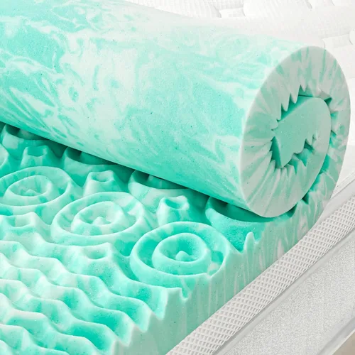 Miniatura 11 de SINWEEK Cubrecolchón de 3 pulgadas, de espuma viscoelástica de 5 zonas, alivia la presión, certificado CertiPUR-US, tamaño individual, color azul