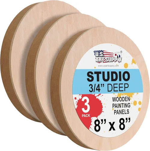 Miniatura 13 de U.S. Art Supply Paneles de madera acunados sin terminar para pintar, paquete de 5 tableros de lona de madera de abedul de estudio de 3/4 pulgadas