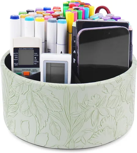 Miniatura 86 de Organizador Redondo de Cuero para Suministros de Arte, Soporte para Control Remoto, Rotación de 360 Grados, Soporte Multifuncional para Lápices