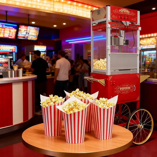 Miniatura 2 de Máquina comercial para hacer palomitas de maíz, carrito profesional de 28 onzas con hervidor de agua, máquina de palomitas de maíz vintage