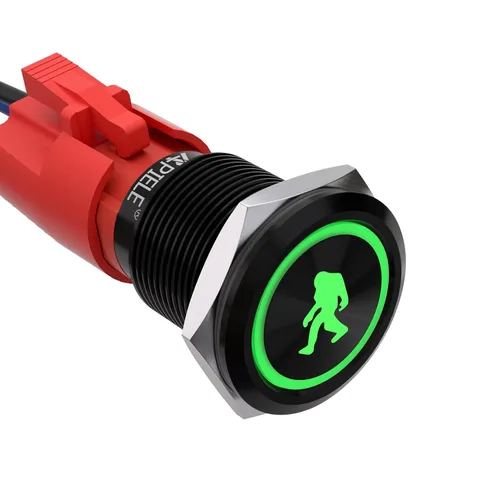 Miniatura 16 de APIELE Interruptor de botón de presión para barra de luz LED, encendido/apagado SPST, acero inoxidable, 10A, 12V, 24VDC, precableado, 19mm, 0.74