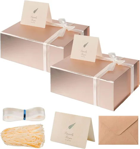 Miniatura 27 de LIFELUM Caja de regalo de 13.5 x 10 x 4 pulgadas, caja de regalo grande con tapas magnéticas, cajas de regalo negras para regalos de graduación