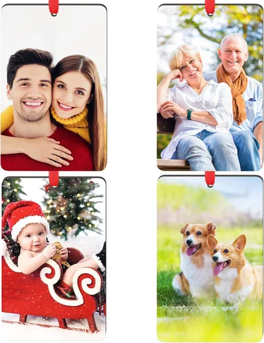 Miniatura 34 de Paquete de 4 adornos de Navidad personalizados 2025 de cerámica personalizada con foto y texto para decoración de árbol de Navidad, primera Navidad