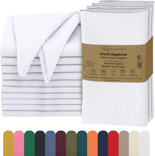 Miniatura 37 de Ruvanti - Servilletas de tela, paquete de 6, 45x45 centímetros, 100% algodón, lavables, suaves y absorbentes, perfectas para bodas, cenas de Belleza