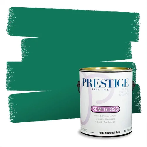 Miniatura 243 de Prestige Paints - Pintura exterior e imprimación en uno, 1 galón, plano, compatibilidad comparable con el color menta «Whipped Mint» de Behr