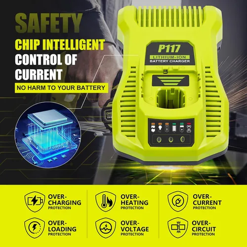 Miniatura 4 de 【Actualización】 Cargador de repuesto para cargador Ryobi de 18 V P117 compatible con Ryobi 12V-18V One+ batería de litio NiCad NiMh P102 P108 P189