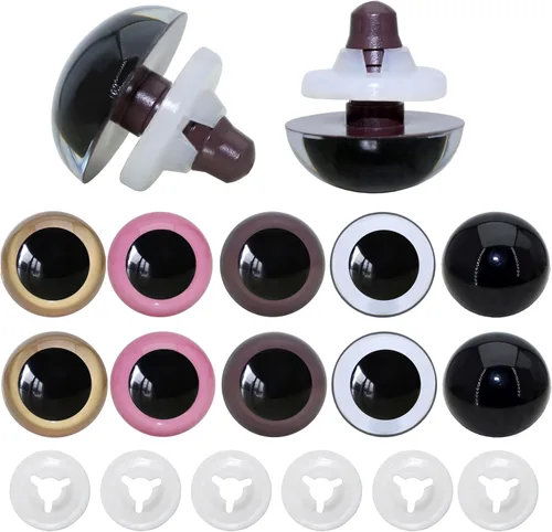 ARTCXC 1 caja (20 unidades) ojos grandes de seguridad de plástico coloridos de 0.94 pulgadas con arandelas resistentes para muñecas, marionetas,