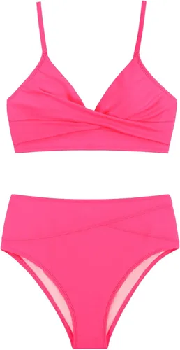 Miniatura 5 de CUPSHE - Conjunto de bikini torcido de cintura alta con cuello en V para mujer color rojo