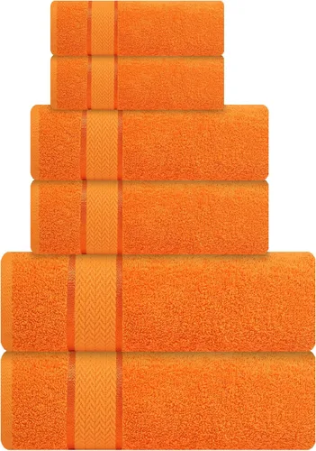 Miniatura 27 de Juego de toallas de baño - 100% algodón - 2 toallas de baño, 2 toallas de mano y 2 paños - Grandes, secado rápido, absorbentes, suaves, lujosas
