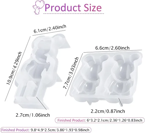 Miniatura 6 de 2 moldes de resina de oso de silicona 3D para velas de animales, molde de fundición de resina epoxi para llavero de bricolaje, jabón perfumado