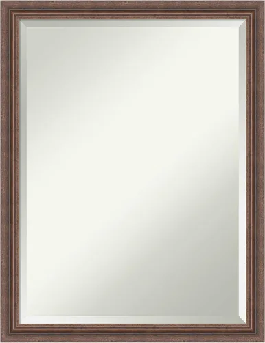 Miniatura 10 de Amanti Art Espejo de baño marrón para sobre el fregadero, 23 x 19 pulgadas, espejo de tocador rectangular marrón rústico envejecido, marco pequeño